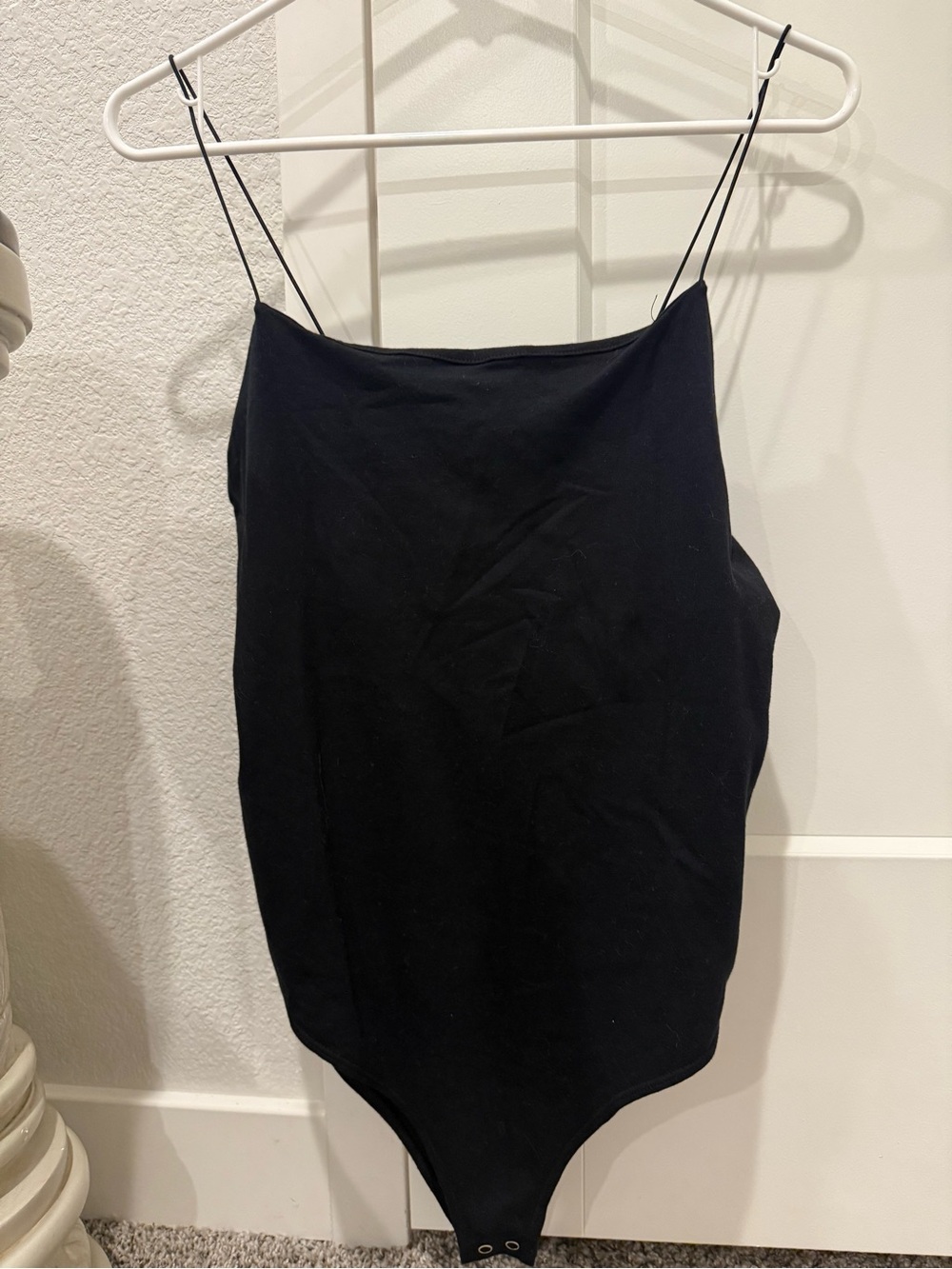 wild fable Black Double Spaghetti Strap Bodysuit